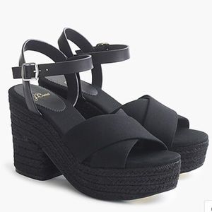 NEW❤️FINAL JCrew Black Platform Espadrille Sandals